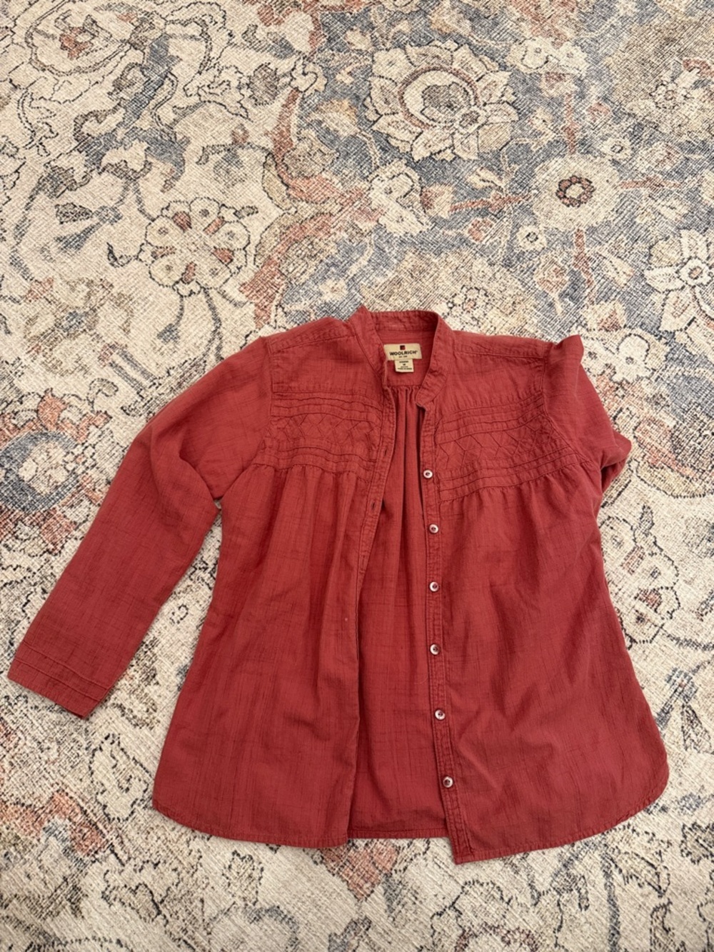 Woolrich Rust Red Button-Down Gauze Shirt 100%Cotton
